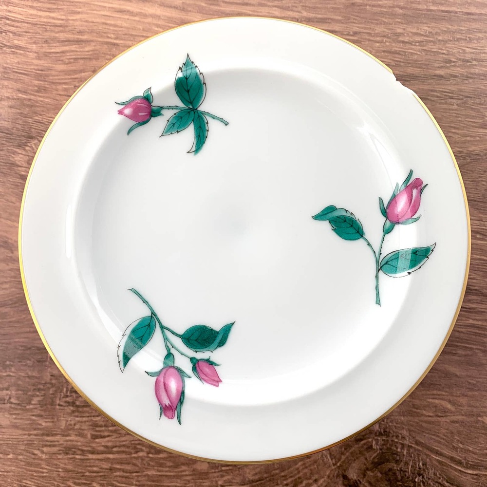 1952 Easterling Bavaria Radiance - Pink Roses Gold Trim - Bread and Butter Plate